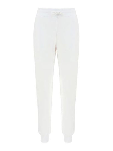 Chic White Cotton Pants with Rainbow Accents